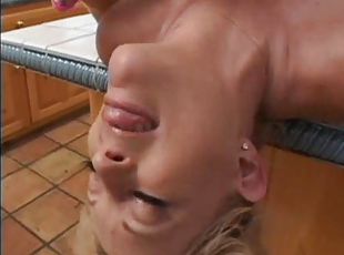 Bimbo with big tits and shaved cunt fucked by old man