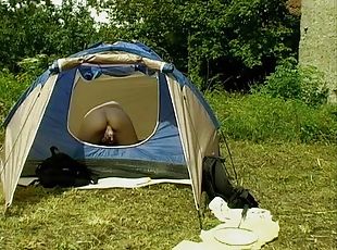Lovely teen goes to camping and masturbates perfectly in this solo ...