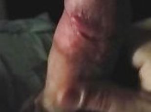 Stroking my pierced dick
