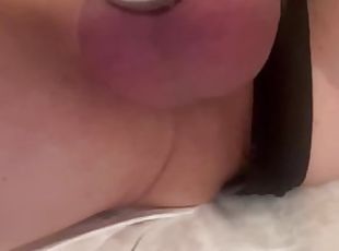 Jenny try to get a sissygasm in her chastity cage by fucking her as...