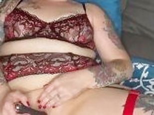 masturbation, milf, jouet, maman, belle-femme-ronde, point-de-vue, ejaculation, lingerie, solo