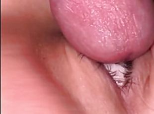 Rubbing wet dick on her eye