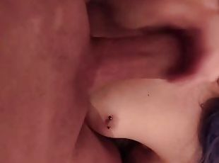 svær, brystvorter, amatør, blowjob, cumshot, stor-pikk, handjob, cum, piercet, pikk