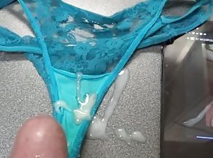 Great compilation of cumshots on my beautiful wife's used panties, ...