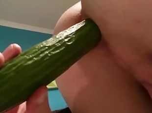 Fucking ass with cucumber, anal food probe, food anal toys, male in...