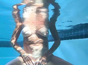 milf, blonda, piscina, fetish, solo