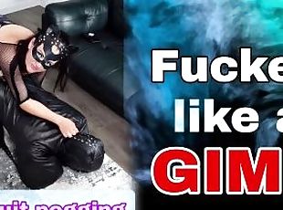 Femdom Bitchsuit Pegging Leather Bondage Huge Strap On Dildo BDSM A...