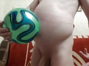I inflate myself and play with an inflated ball, squeeze my belly??...