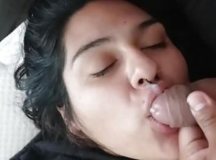 Milf sucks cock for facial