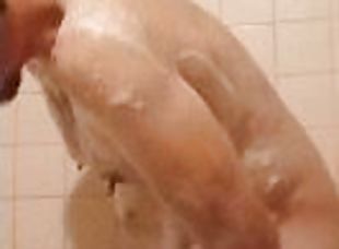 mandi, amateur, zakar-besar, homoseksual, mandi-shower, solo, realiti, zakar