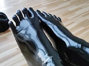 amateur, pieds, fétiche, latex, solo, caoutchouc, orteils