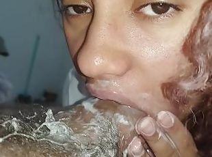 choking on the dick with he  giving creampie, I like so much cum in...