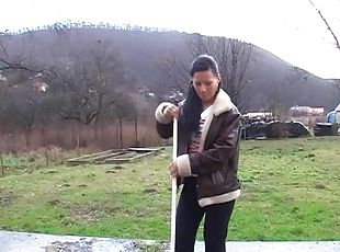 European beauty with long brown hair likes to suck cock in POV