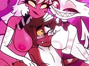 angel x oc x verosika FFM orgy bitch mommy hazbin hotel helluva boss femboy trap