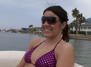 capezzoli, allaperto, ragazze-giovani, lesbiche, naturali, anellini, bikini, yacht, reali