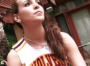Jenna Rose plays with herself in her cheerleading outfit