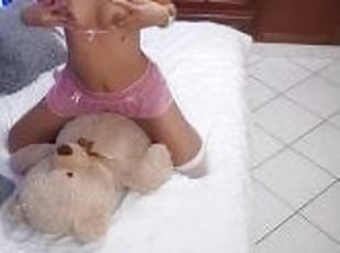 I fucked my teddy bear since my boyfriend is not here, I am done wi...