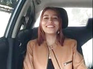 Latina is addicted to sex, she pleases herself in Uber with a vibra...