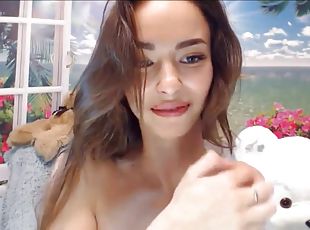 Busty babe having fun with lovense lush on webcam live