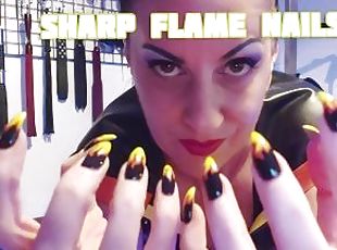Sharp Flame Nails - Lady Bellatrix tempts your fingernail fetish in...