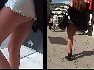 Following a hot ass girl in little shorts around town