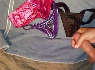 Friend wanted me to spray her stripper panties with my cum