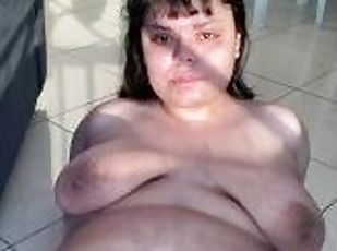 chubby bbw latina showing off hairy pussy, big ass and hairy armpit...