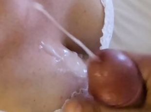 POV - HOT LOAD ON BIG TITS - TITTYFUCK DOGGYSTYLE OILY LACE BRA STOCKINGS LINGERIE TITFUCK CUMSHOT