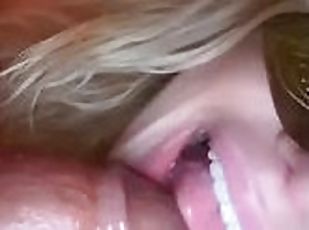 Snow Bunny giving a blowjob and having fun with her first bbc, face...