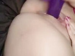 Thick Purple Dildo Makes My Eager Pussy Cum So Hard