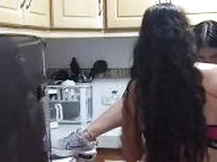 I eat the delicious ass in the kitchen of the lady who takes care o...