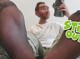 STEP GAY DAD - STINK OUT! - TRAINING IN BLACK SHEER SOCKS IS CAUSIN...