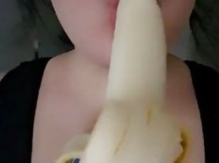 Sucking on a Banana like a Good Little Slut
