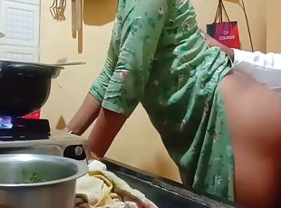 feleség, amatőr, hindu, nézőpont, konyhában, webkamera