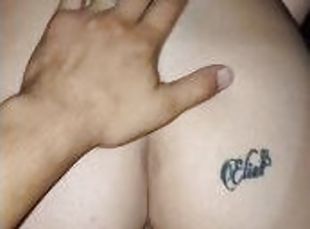 traseiros, esposa, amador, brinquedo, latina, casal, cowgirl, tatuagem, pénis