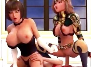 aasialainen, perä, isot-tissit, anaali, lesbo-lesbian, joukkopano, kolmisin, anime, hentai, 3d