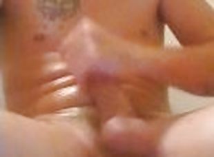 Stroking my cock and balls