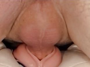 Cum draining from balls into pussy