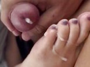 masturbation, femme, amateur, ejaculation-sur-le-corps, milf, pieds, point-de-vue, ejaculation, assez, fétiche