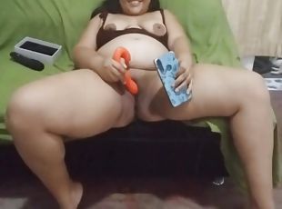 puwet, dyakol-masturbation, baguhan, laruan, hindu-kababaihan, bbw, laruang-titi, solo, morena