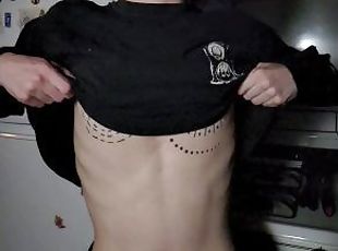 Hot Trans Man Twink Shows off His Tattooed Pierced Tits in Slow Mo ...