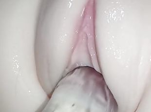 Crystal cock in pink pussy