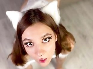 Cat girl with pink paws took possession of my dick to the fullest POV 4K