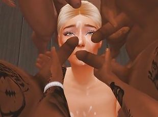 BBC GANGBANG WITH WHITE ANAL-HUNGRY SLUT AND FACE FUCK in SIMS 4 (H...
