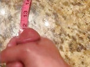 Jerking off my 12 inch cock with tape measure for proof dm me for c...