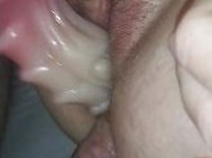 Wet noisy super close up double penetration with dragon dildo in pussy and big dick anal