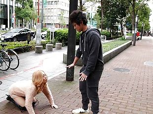 asiatisk, cumshot, milf, japansk, creampie, blond, små-pupper