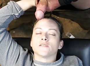 Homemade amateur facial when a stranger breaks in and makes her pla...