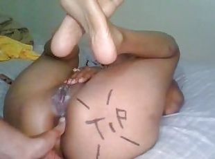 pussy cum against his 12 inch cock