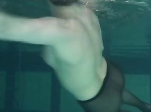 Clothed underwater beauty Bulava Lozhkova swimming naked